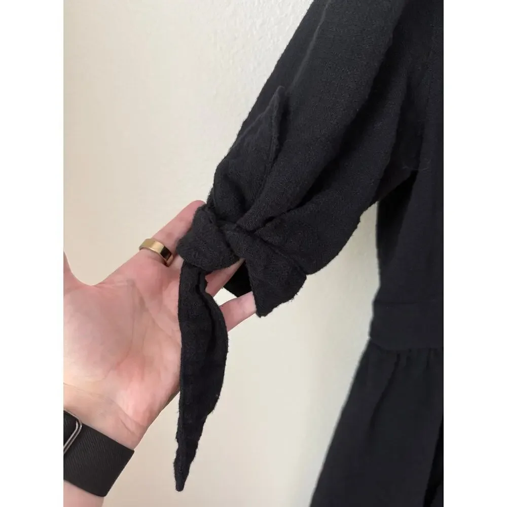 Free People Love My Life Black Cotton Midi Dress Size Medium - Picture 5 of 8